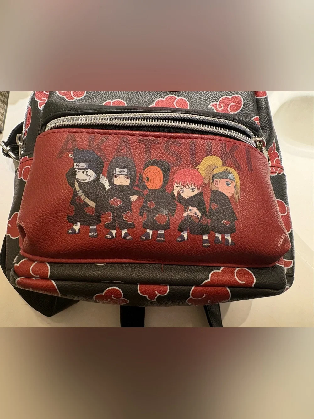 Naruto Shippuden Akatsuki Faux Leather red cloud chibi mini backpack Concept One